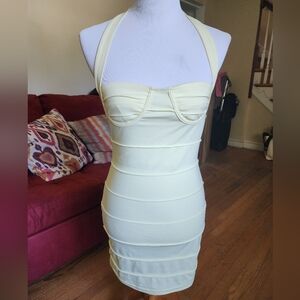 Chic Light Yellow Halter Dress